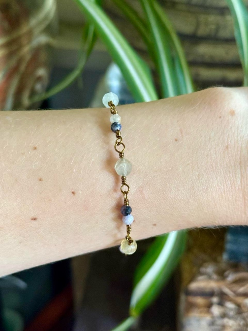 Handmade wire wrapped fluorite bracelet